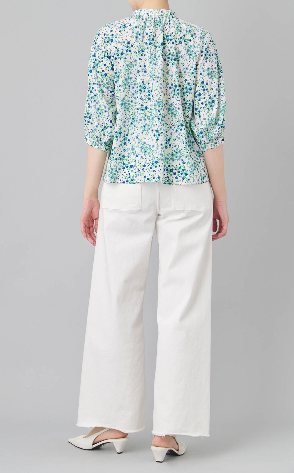 フラワーブーケプリントブラウス