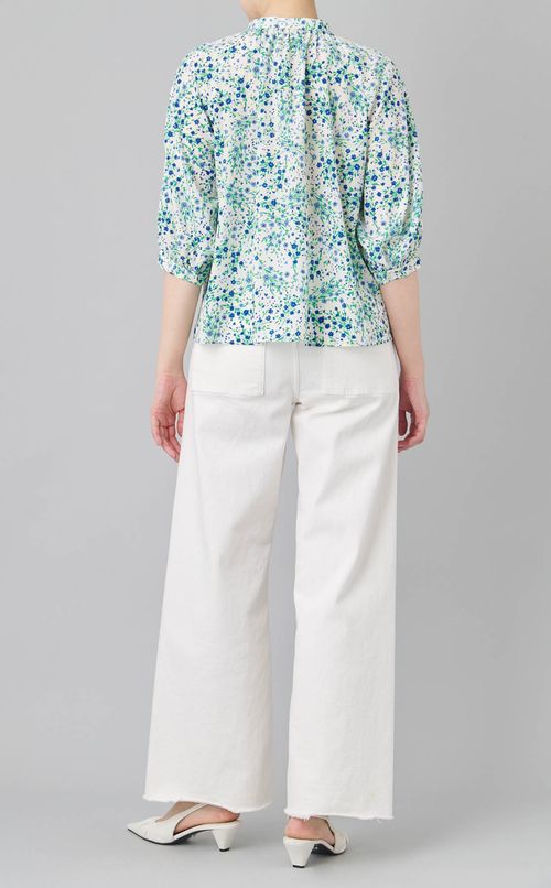 フラワーブーケプリントブラウス