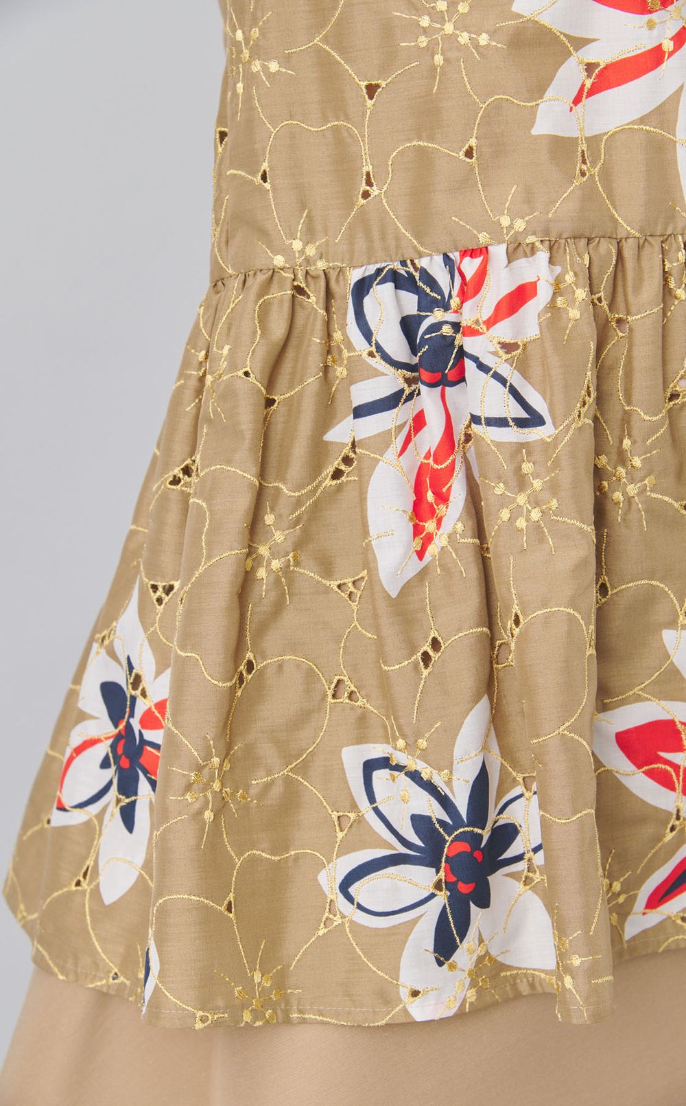 アイレットフラワープリントブラウス