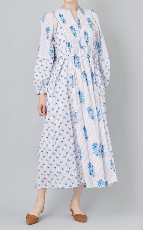 フラワープリントシャーリングドレス