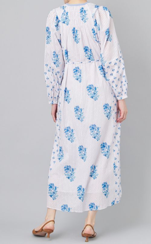 フラワープリントシャーリングドレス