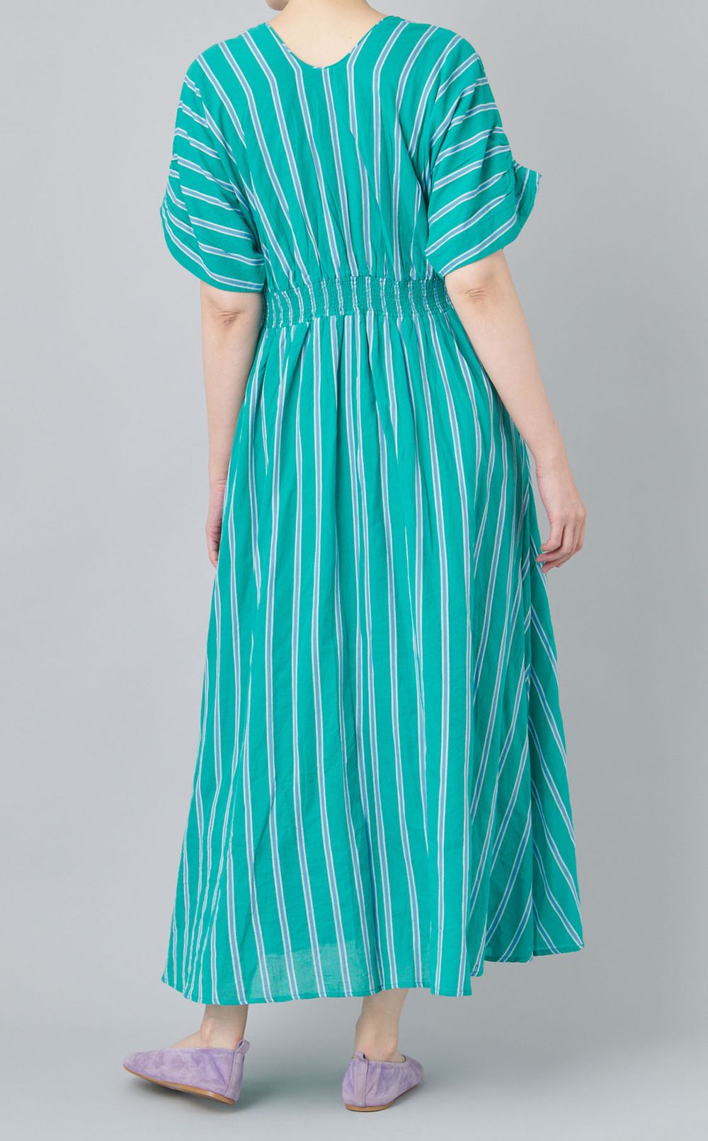 ストライプウェストギャザーワンピース