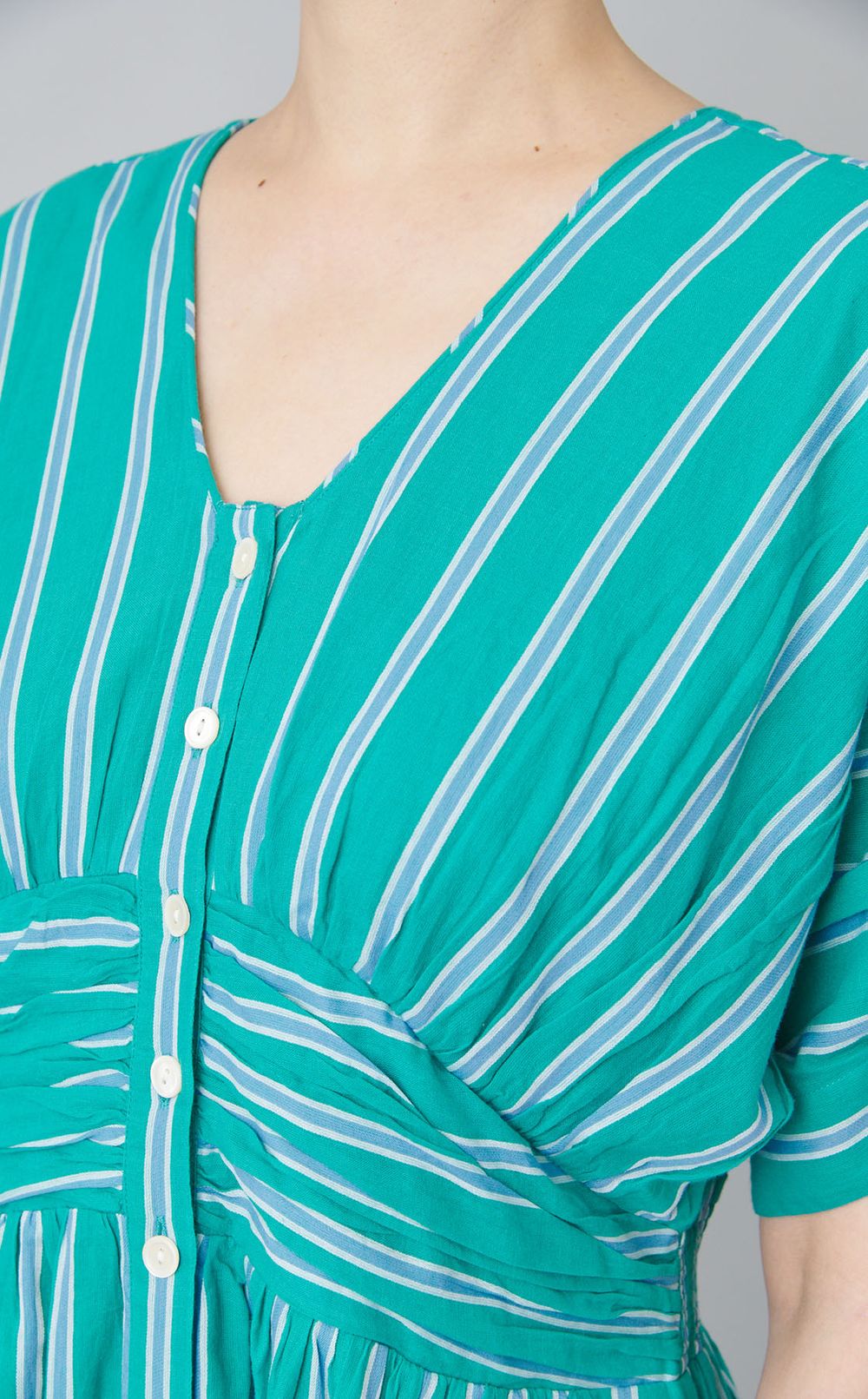 ストライプウェストギャザーワンピース