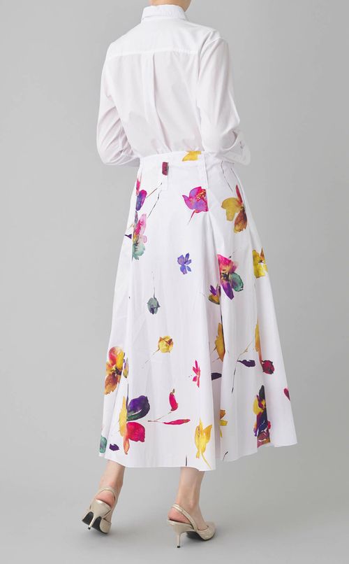 コットンフラワープリントフレアスカート