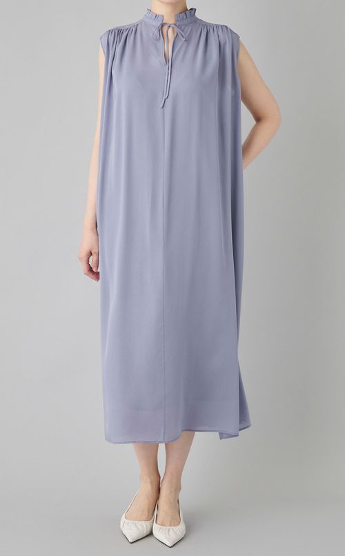 シルクタイニーフリルカラーワンピース