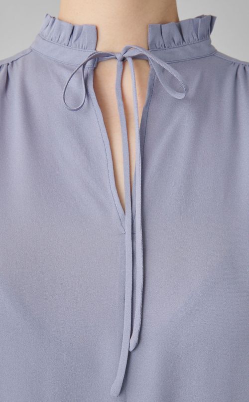 シルクタイニーフリルカラーワンピース