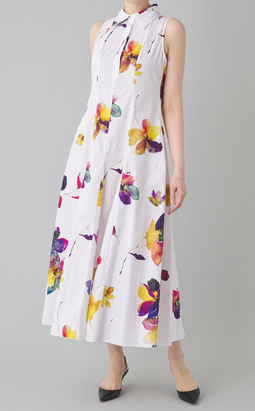 フラワープリン卜スキッパーワンピース