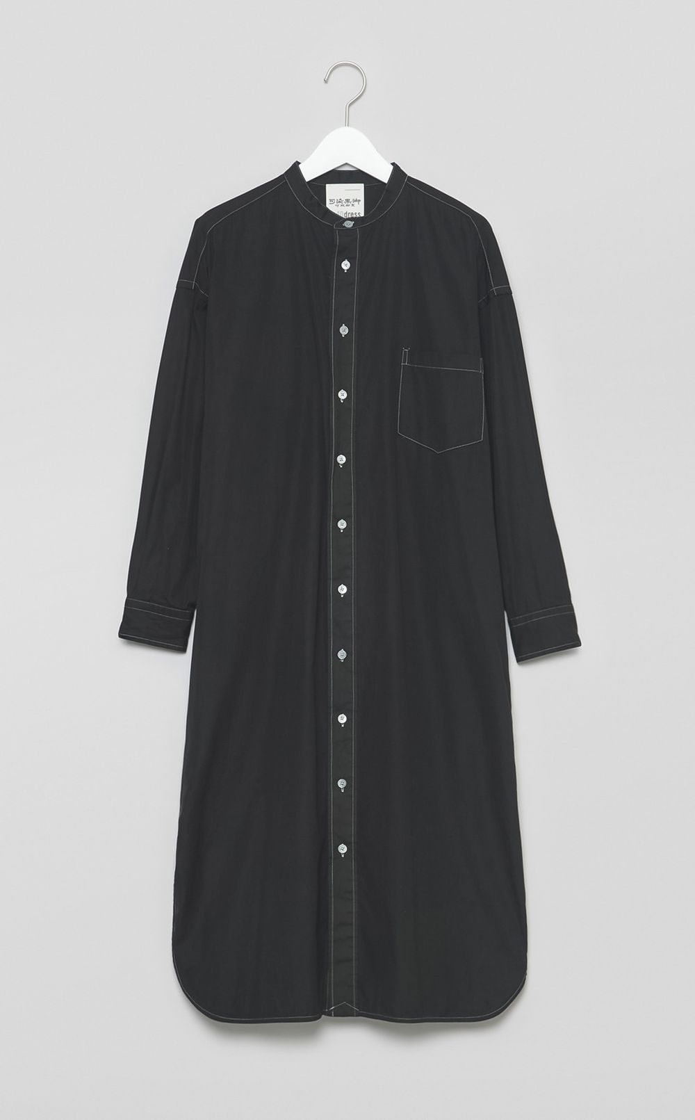 【reADdress】ノーカラーロングシャツワンピース