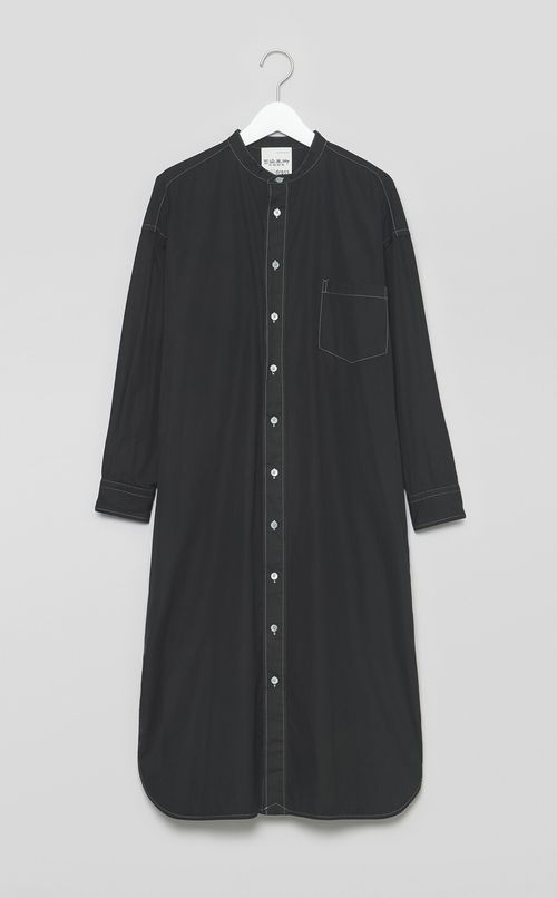 【reADdress】ノーカラーロングシャツワンピース