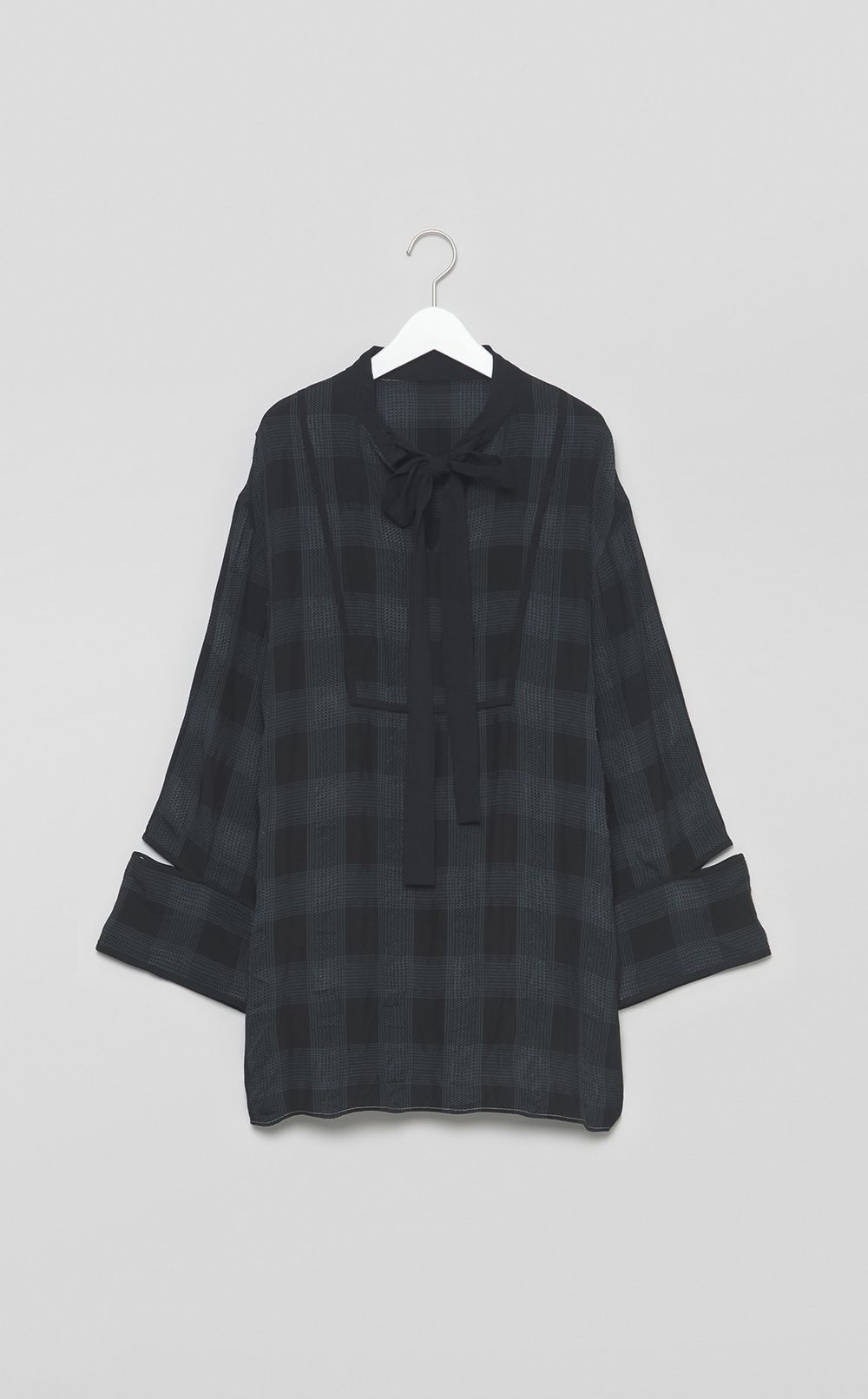 【reADdress】ジャガードチェックロングブラウス