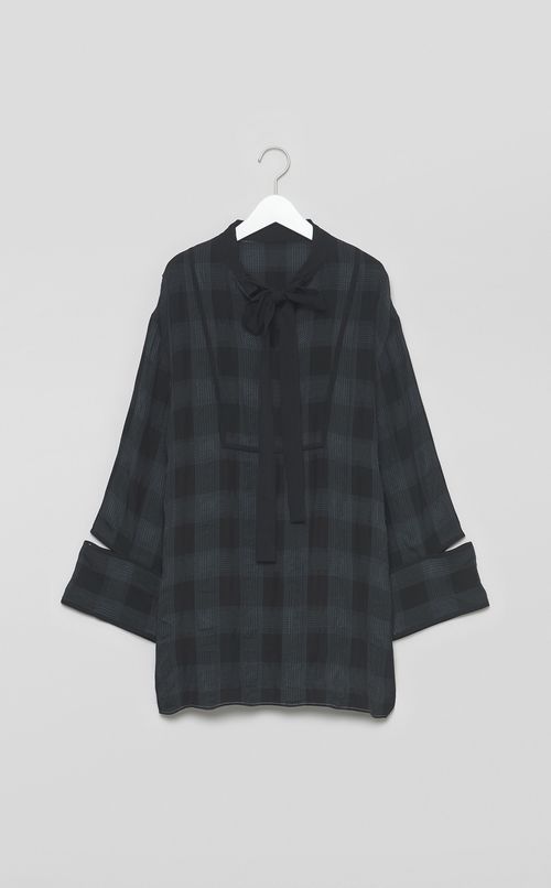 【reADdress】ジャガードチェックロングブラウス