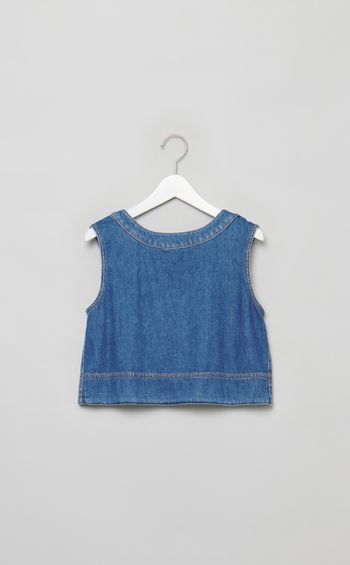 ウォッシュドデニムノースリーブトップス