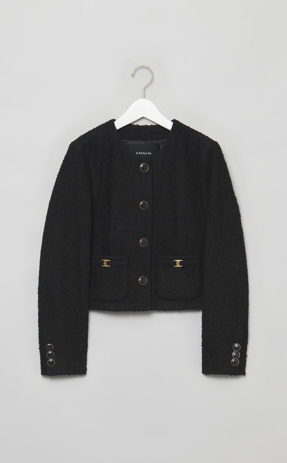 Cバックルノーカラージャケット