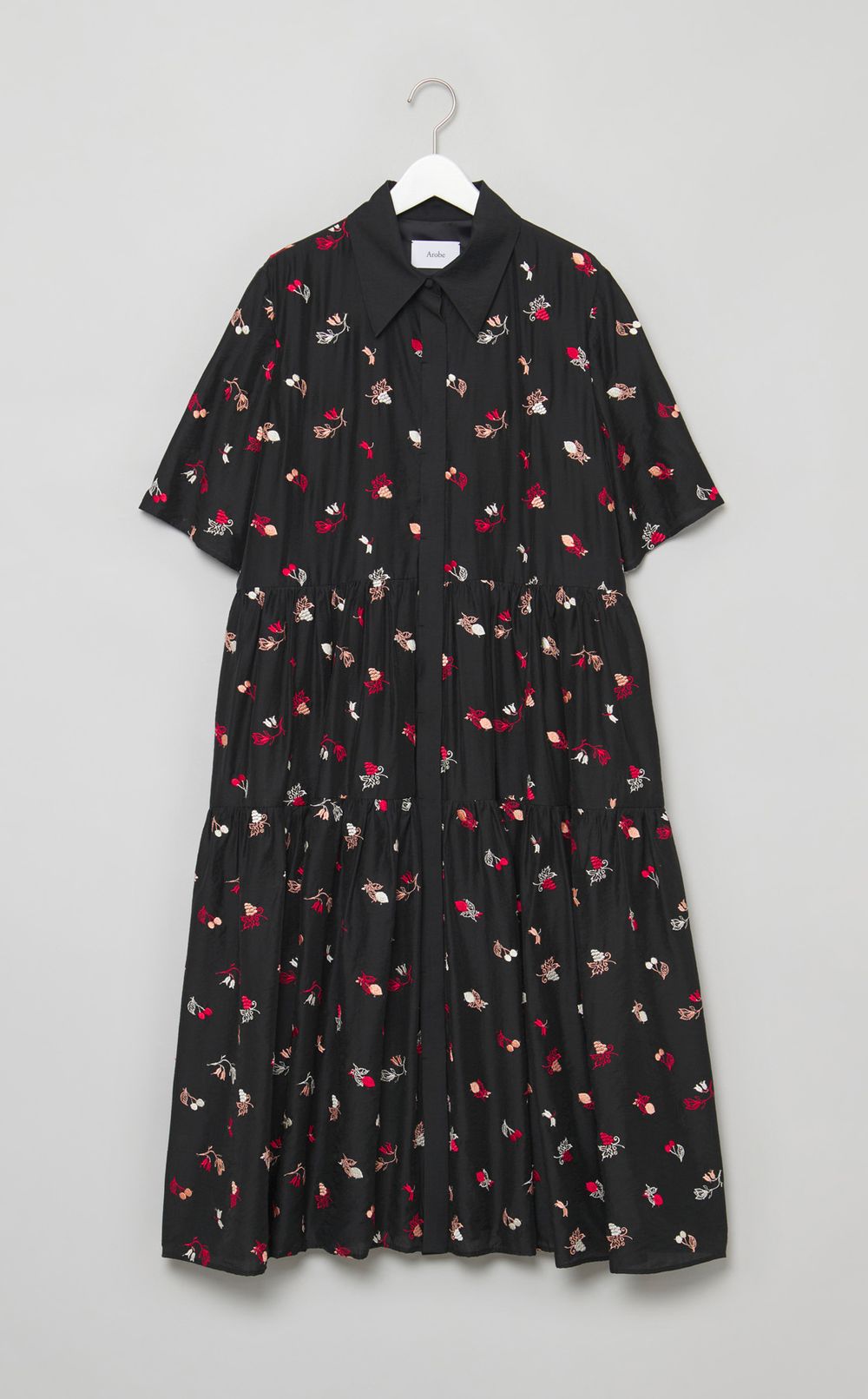 フルーツ刺繍ティアードワンピース