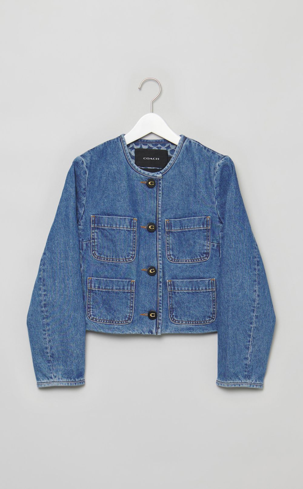 デニムノーカラー4ポケットジャケット