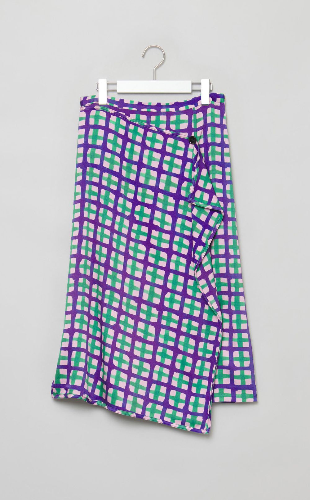 チェックプリントラップスカート