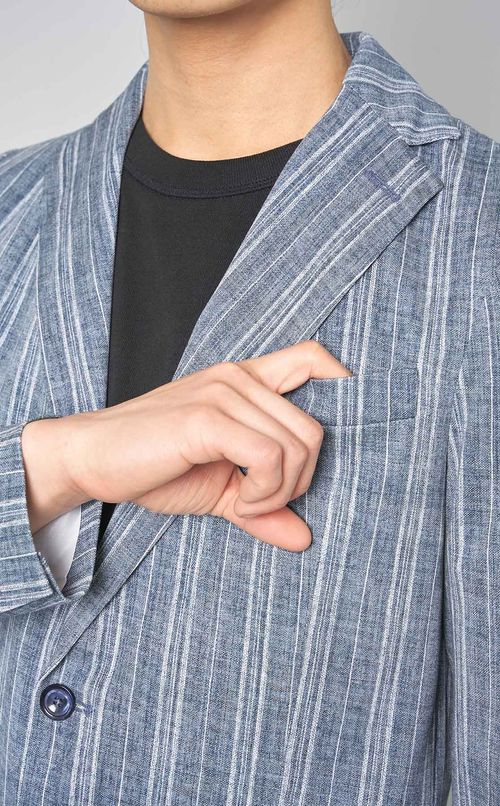 コットンストライプ2Bジャケット