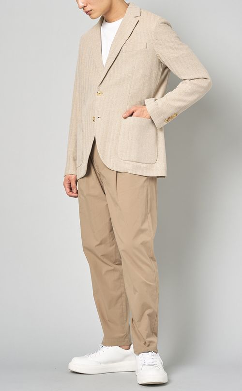 コットンリネンヘリンボン2Bジャケット