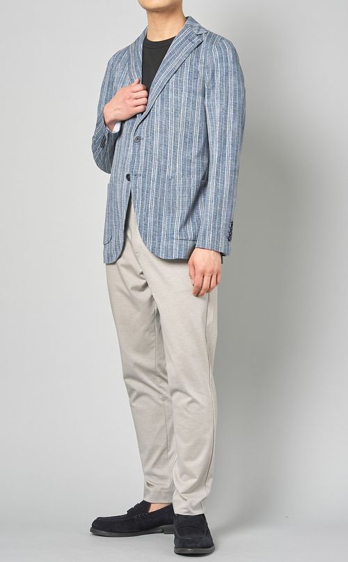 コットンストライプ2Bジャケット