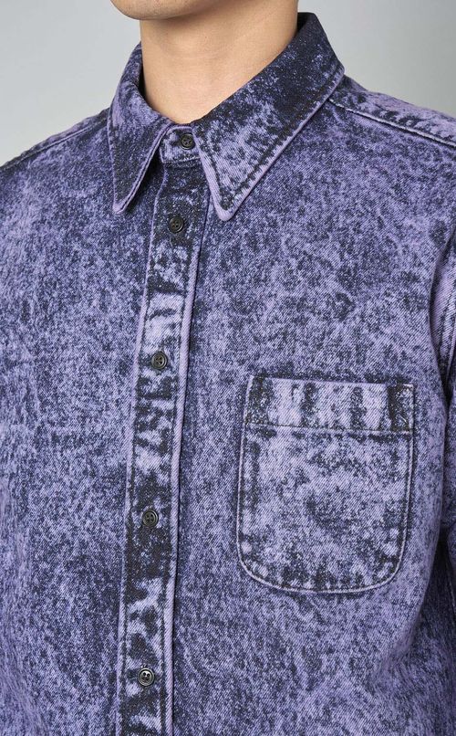 マーブルダイコットンデニムシャツ