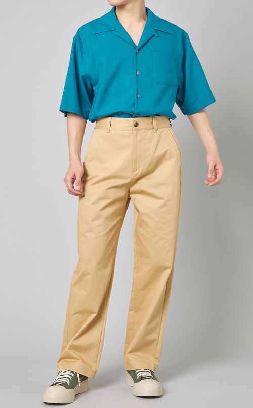 コットンギャバジンロゴウェストパンツ