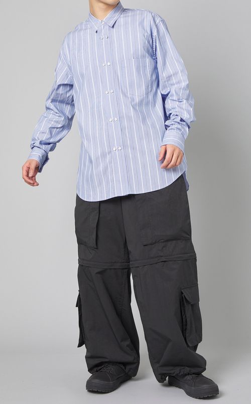 ストライプダブルボタンシャツ