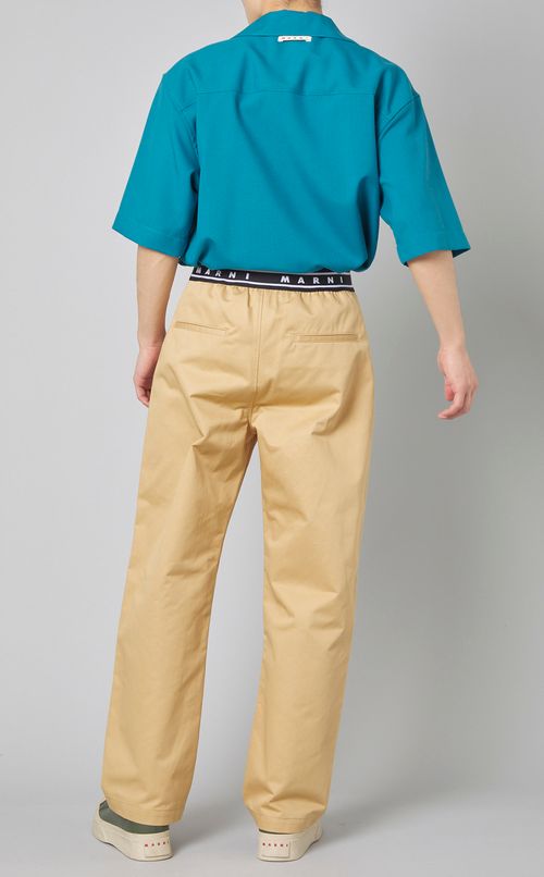 コットンギャバジンロゴウェストパンツ