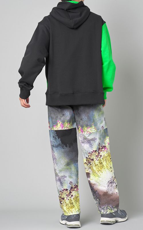 アシメトリーバイカラーロゴフーディ