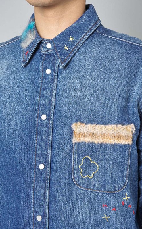 デニムパッチワークシャツ