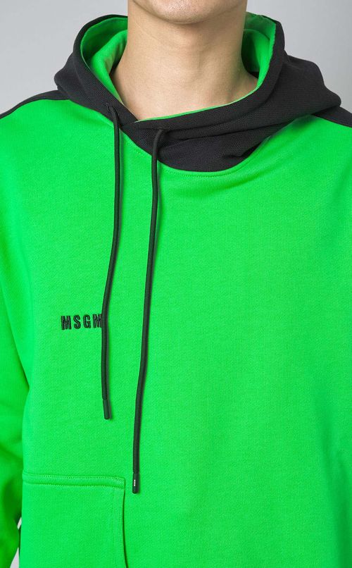 アシメトリーバイカラーロゴフーディ