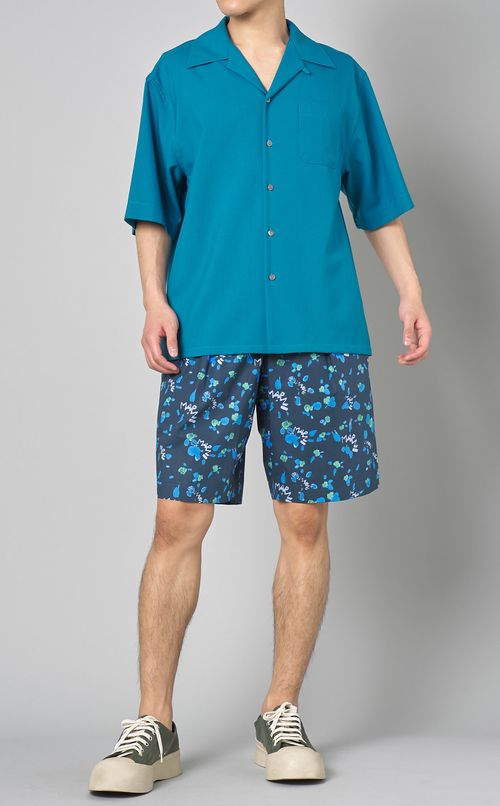 トロピカルウールショートスリーブシャツ