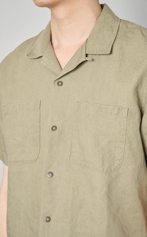 リネンオープンカラーシャツ