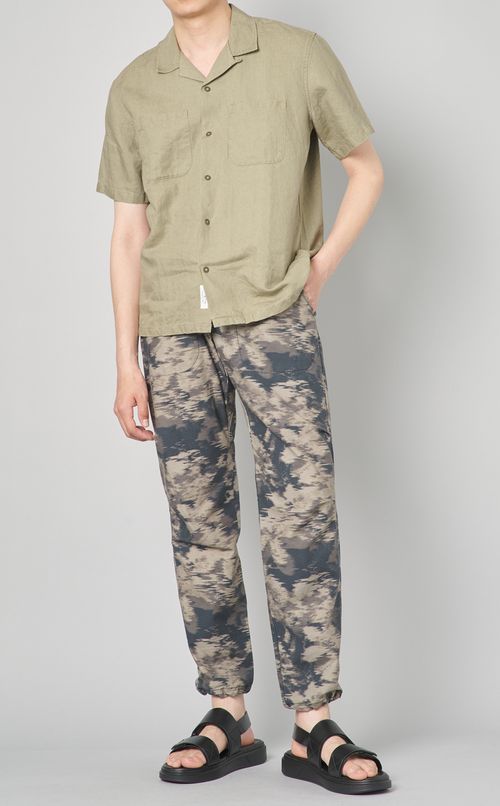 リネンオープンカラーシャツ