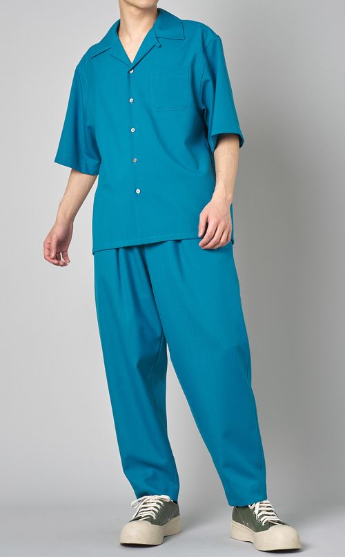 トロピカルウールショートスリーブシャツ