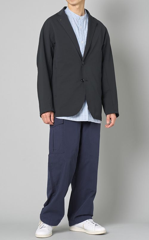 ドビーストライプバンドカラーシャツ