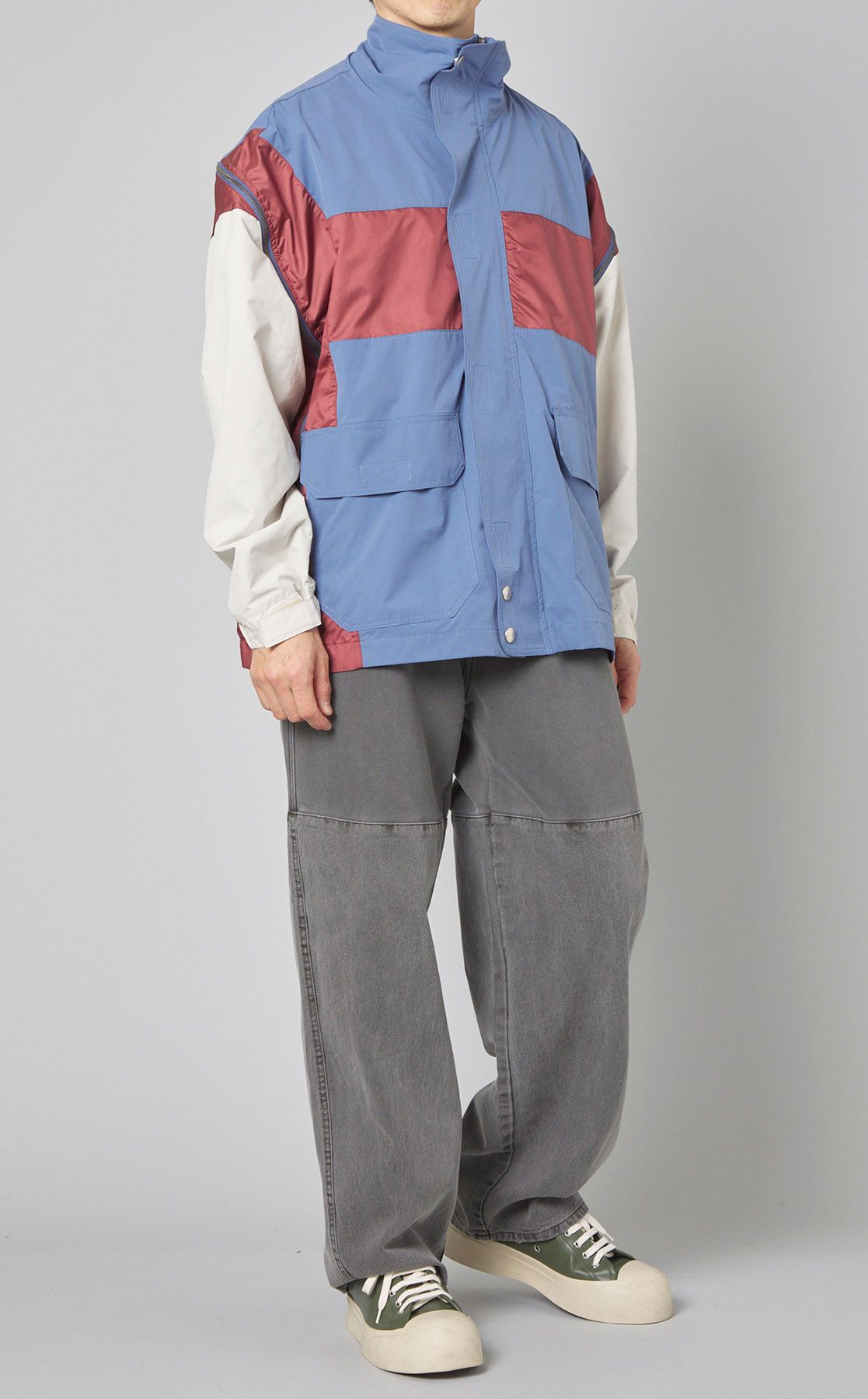 FACETASM RAINBOW PATCHWORK NYLON JACKET