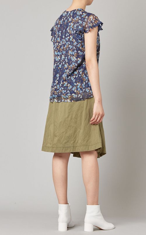 フラワープリントシルクブラウス