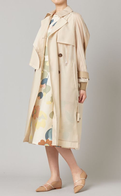 フラワープリントノースリーブワンピース