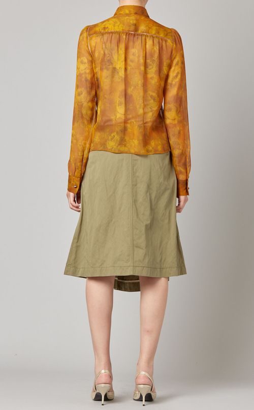 フラワープリント切替シャツ