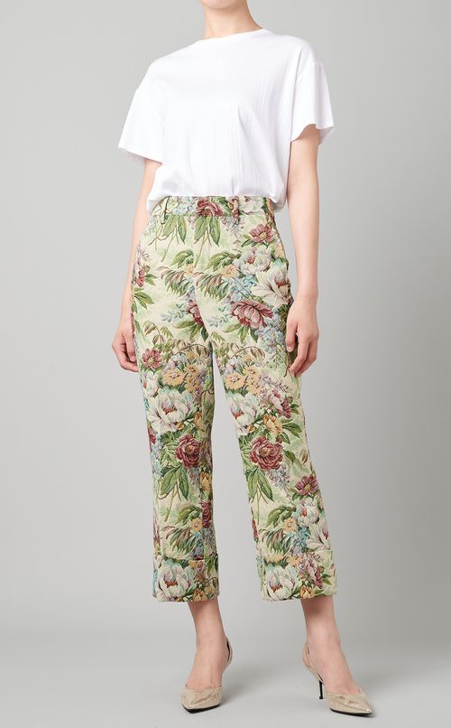 フラワーデザインクロップドパンツ