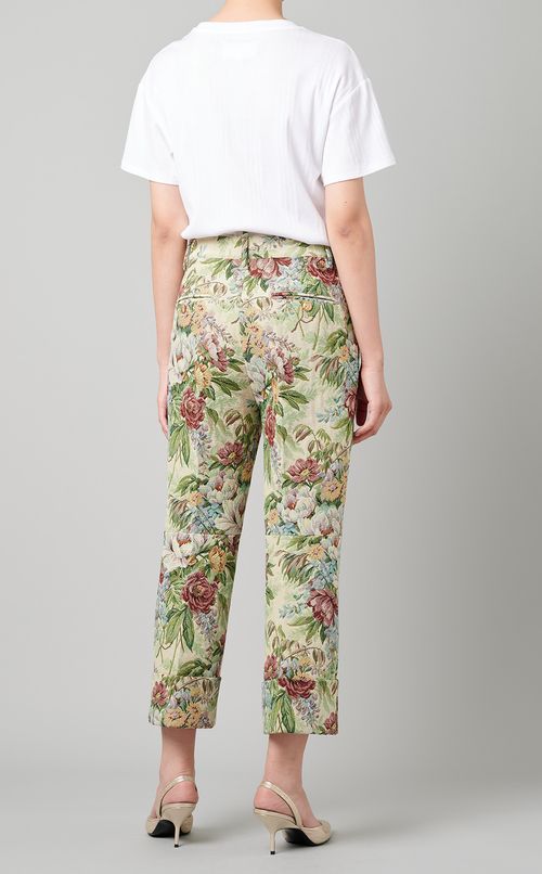 フラワーデザインクロップドパンツ