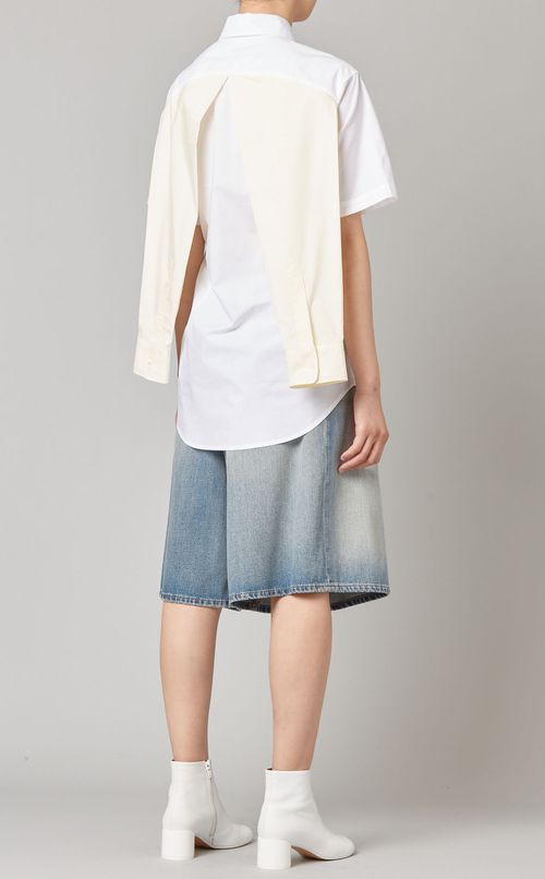 スリーブデザインコットンシャツ