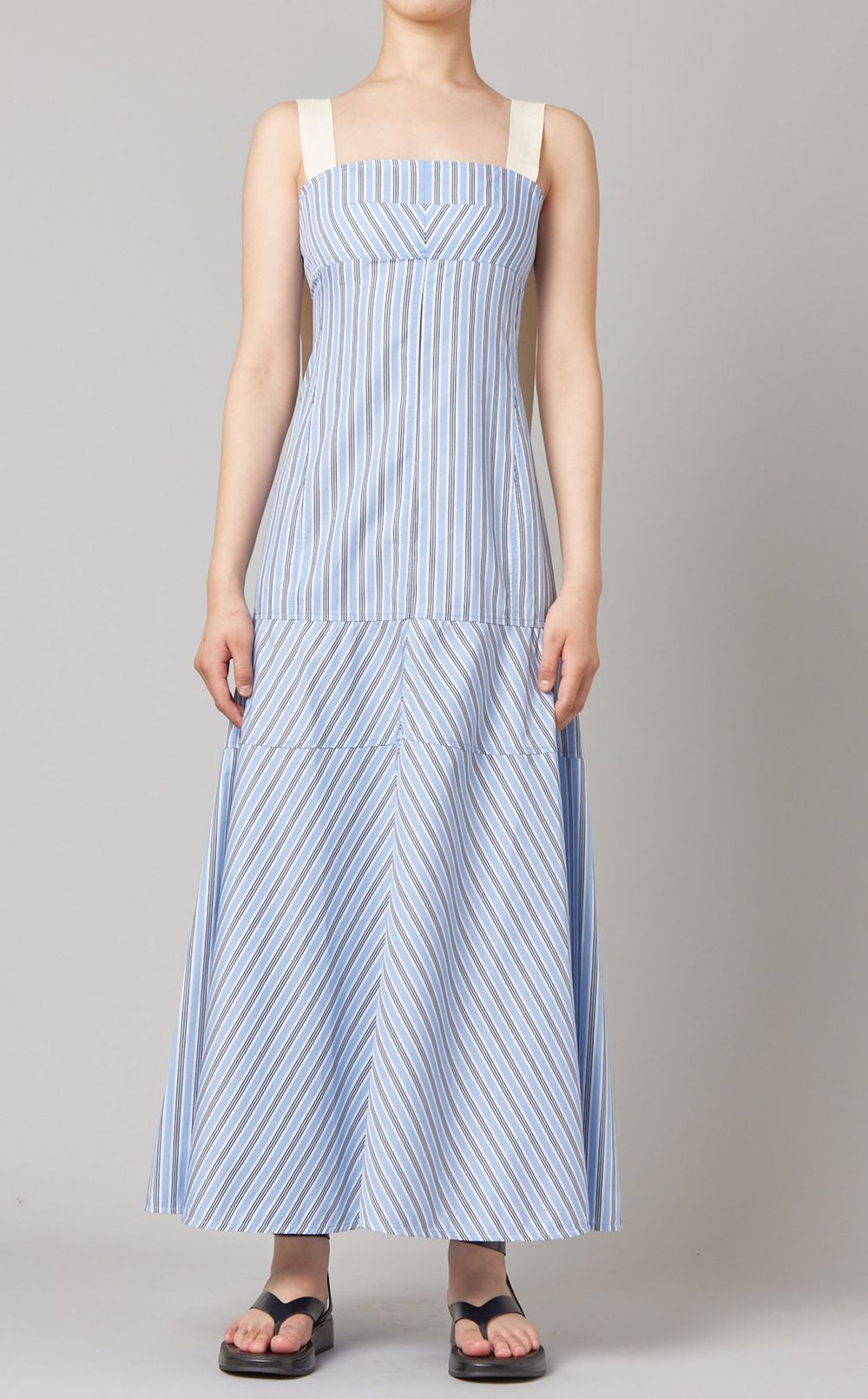 BOTTEGA VENETA コットン ストライプ ドレス Victoria Beckham|コットンストライプロングドレス
