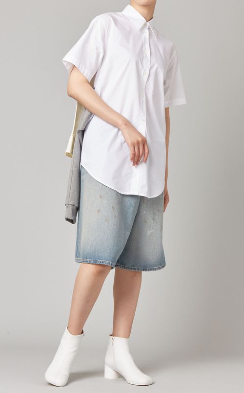 スリーブデザインコットンシャツ