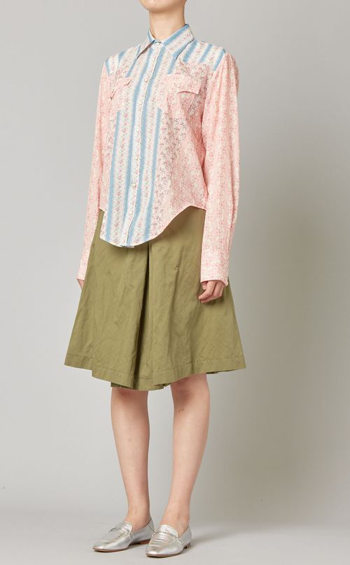 フラワーパネルプリントシャツ