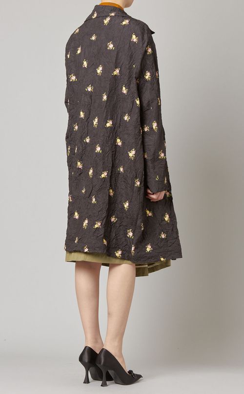 フラワープリントコクーンコート