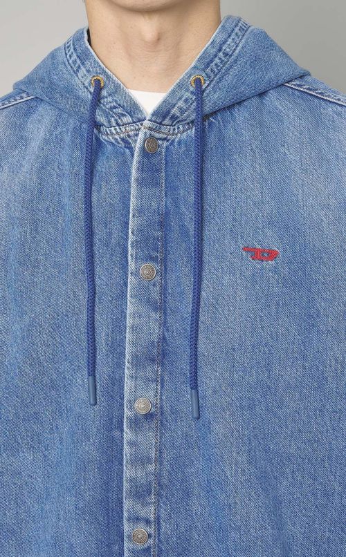 デニムフードシャツ