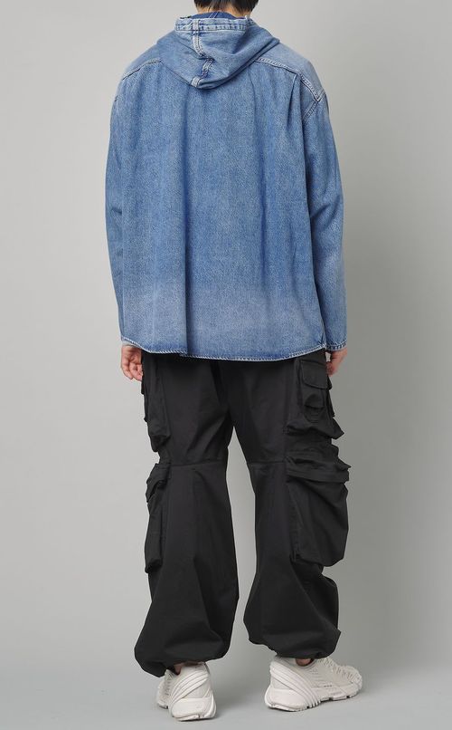 デニムフードシャツ