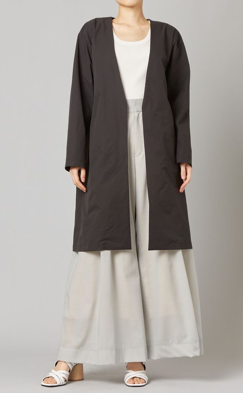 ストレッチノーカラーロングジャケット