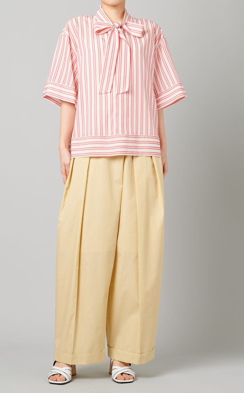 ストライプボウタイブラウス